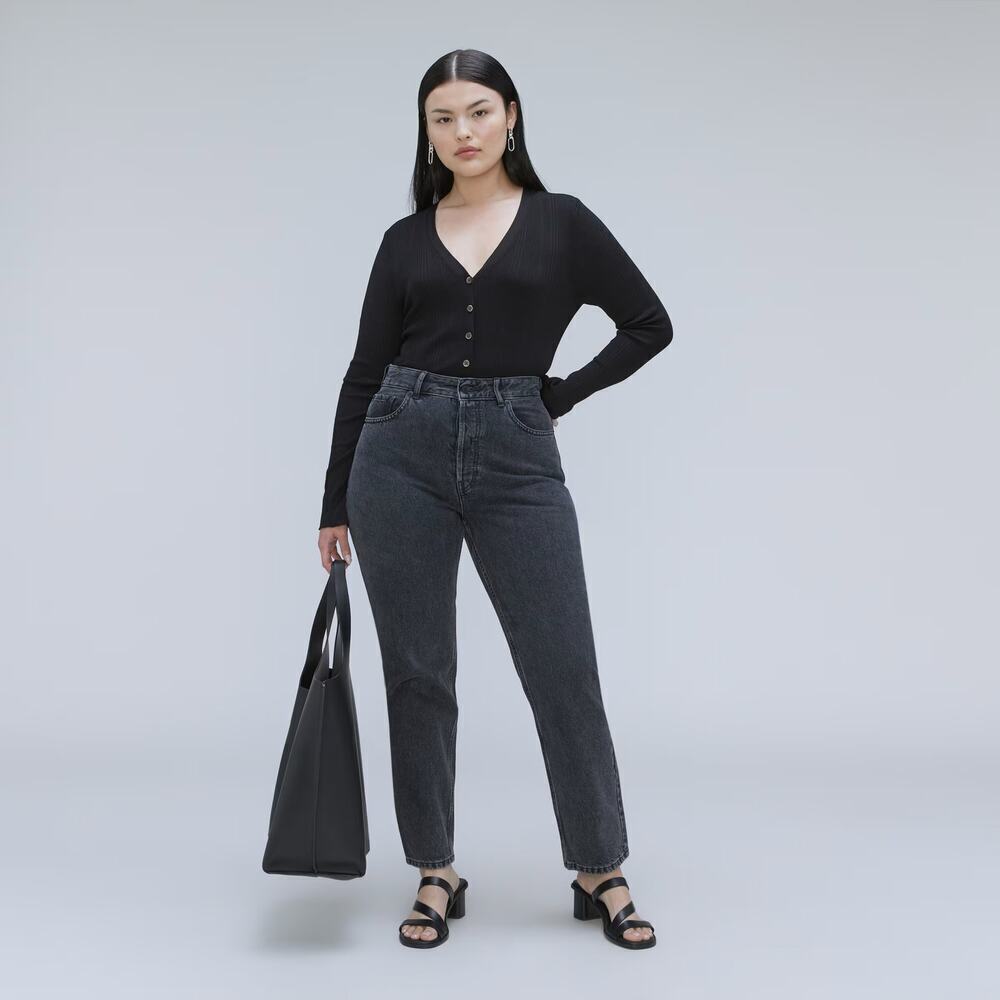 Everlane Black Washed 90s cheeky high rise jeans size 27 regular organic cotton